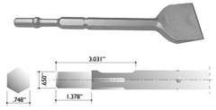 3&quot; Wide Bent Chisel for Spline (Rotary) Shank